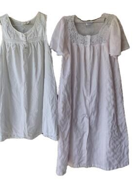 2pc Vintage Lace Nightgown Set Medium Pink Damea & White St Tropez West